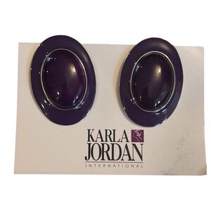 Karla Jordan Vintage Purple Oval Earrings